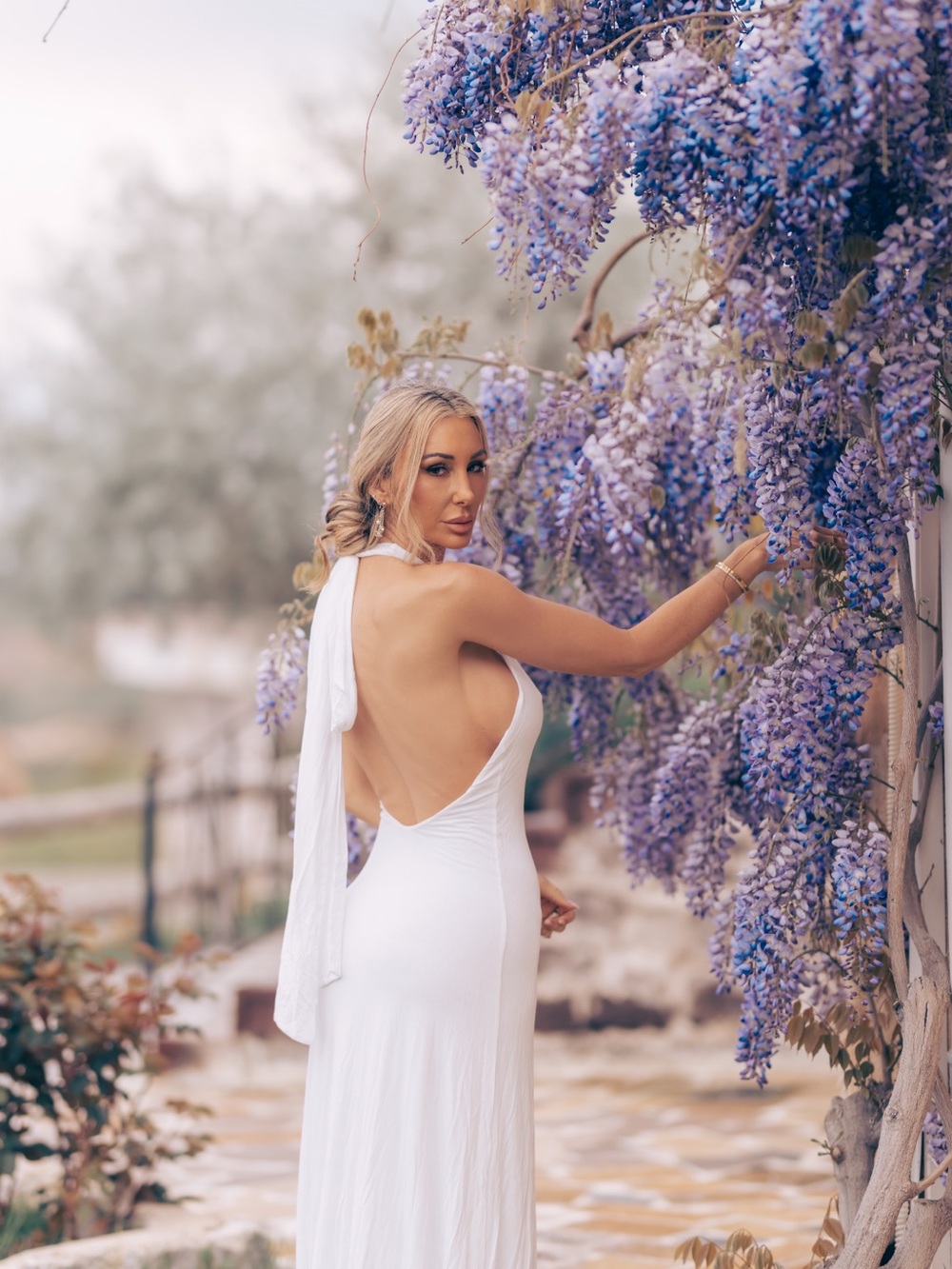 naked wardrobe White Halter Maxi Gown